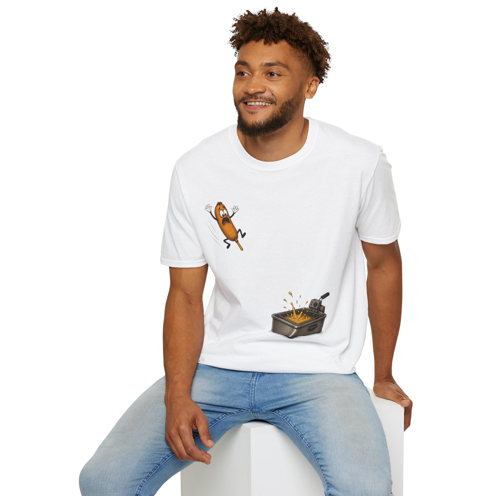 Corn Dog’s Final Plunge T-Shirt | Funny Fair Food Graphic Tee