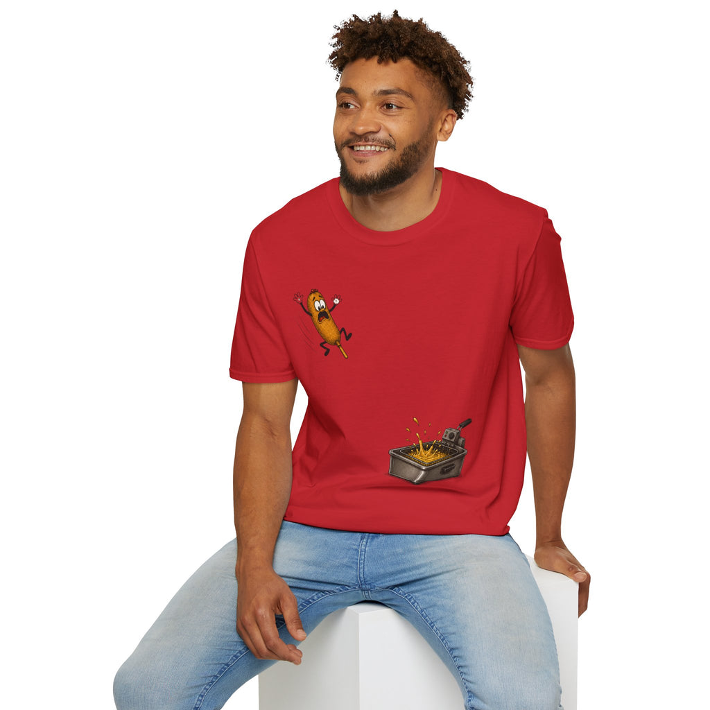 Corn Dog’s Final Plunge T-Shirt | Funny Fair Food Graphic Tee