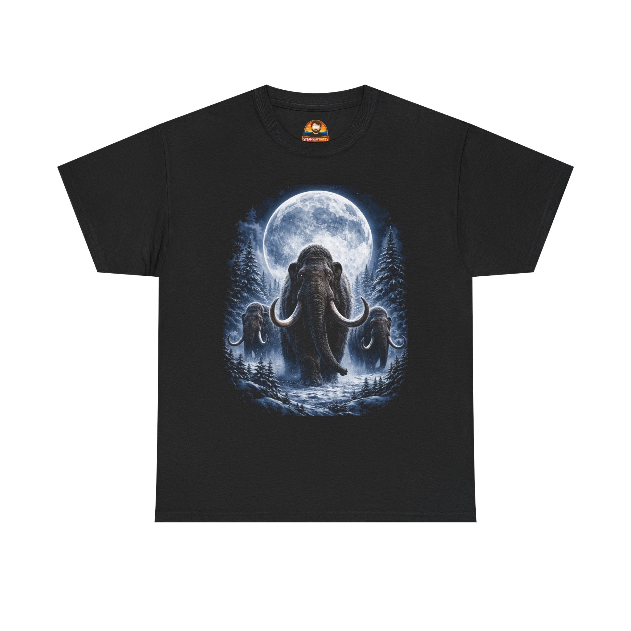 Moonlight Mammoth T-Shirt | Vintage Wilderness Trucker Graphic Tee