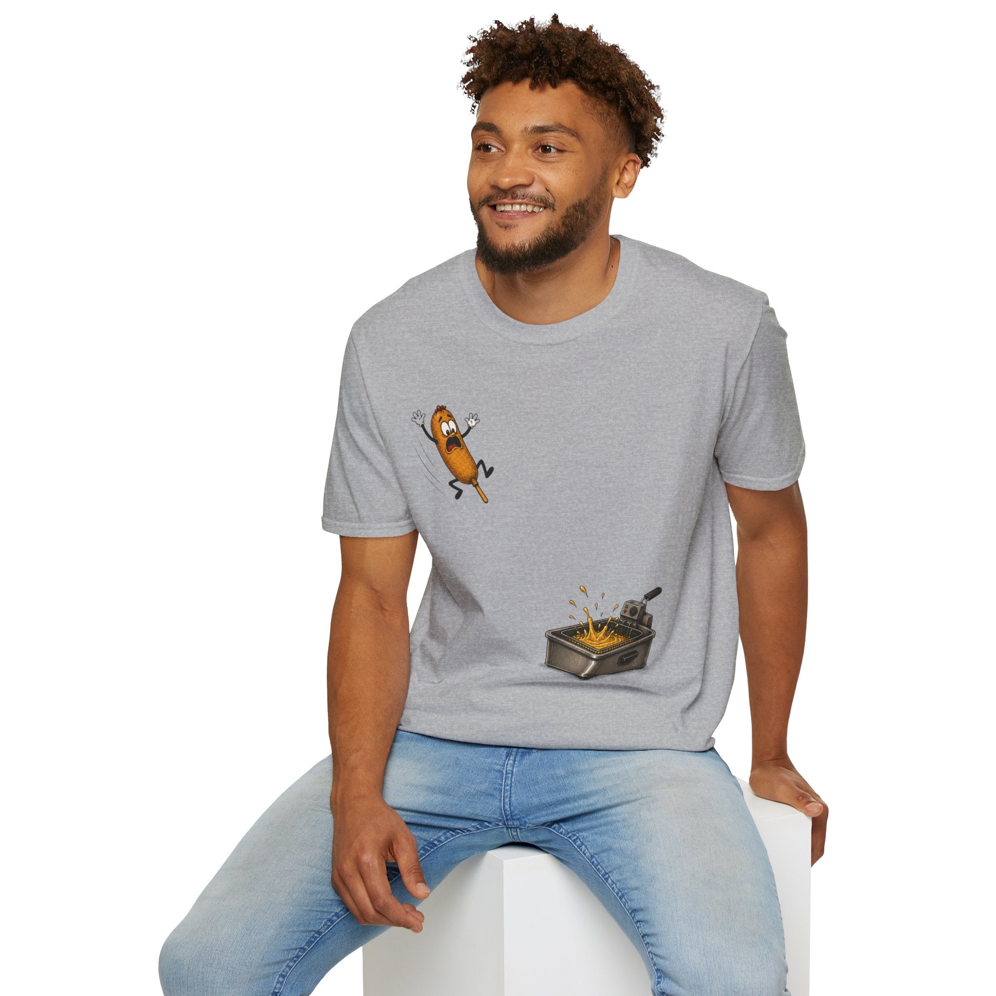 Corn Dog’s Final Plunge T-Shirt | Funny Fair Food Graphic Tee