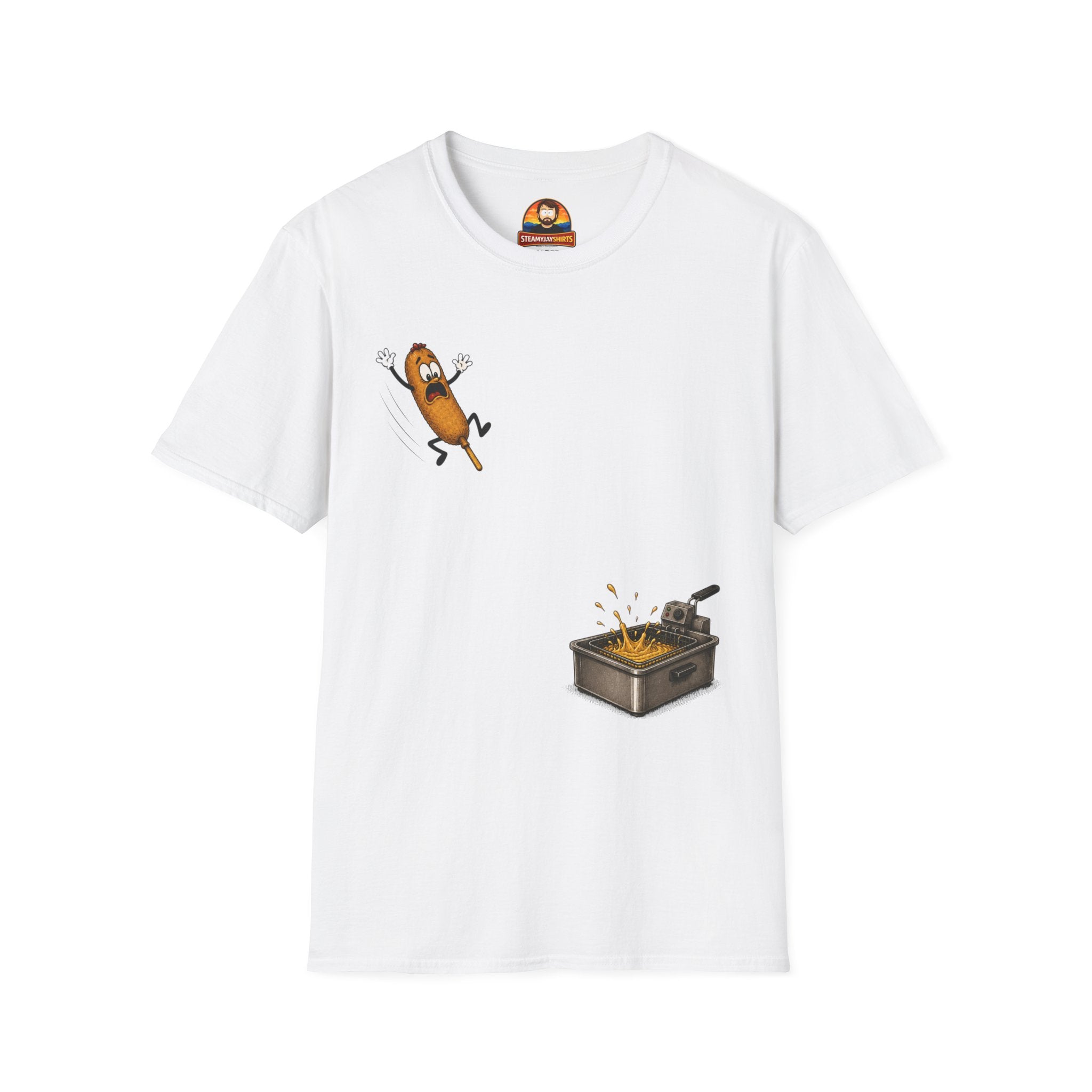 Corn Dog’s Final Plunge T-Shirt | Funny Fair Food Graphic Tee